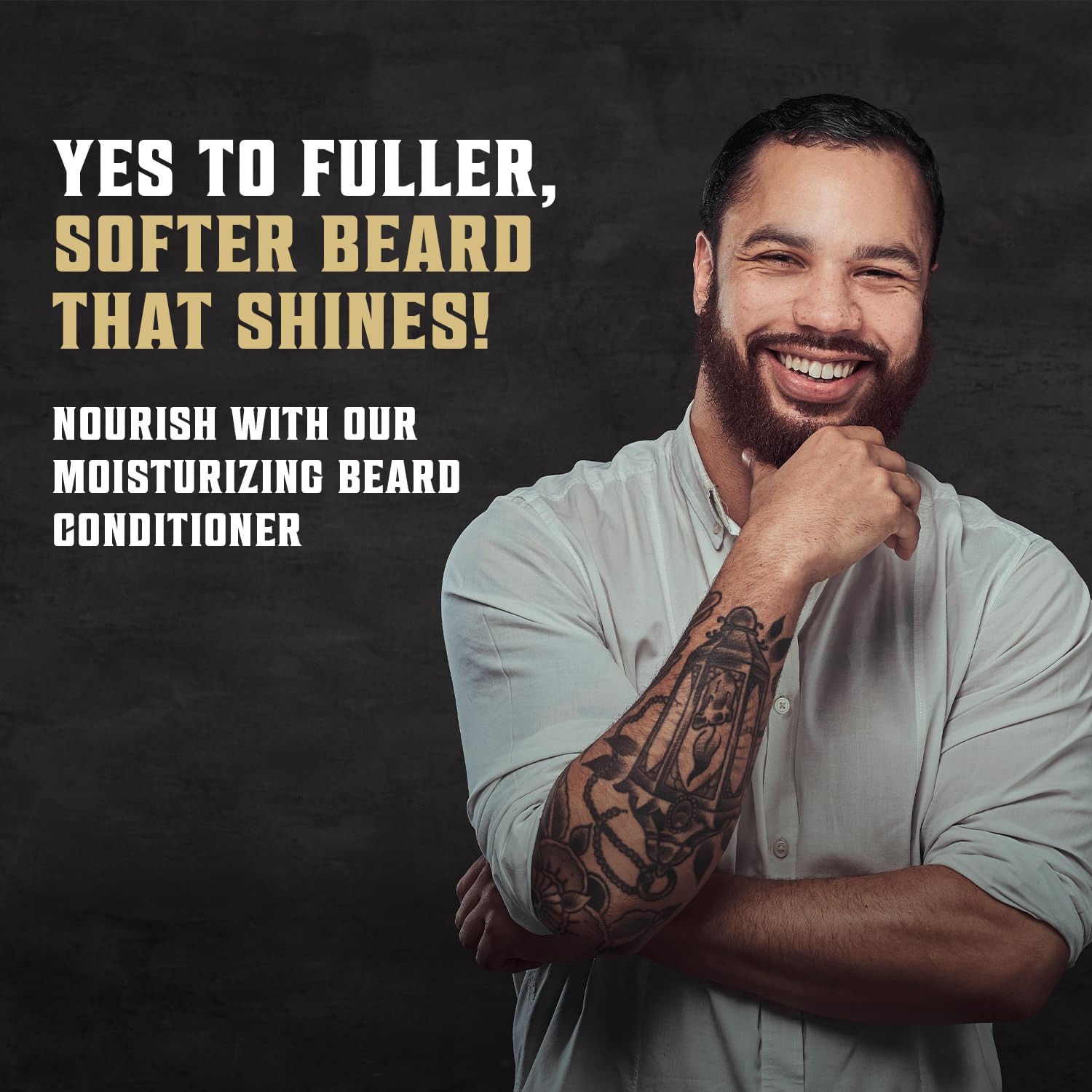 Viking Revolution applying conditioner to beard for softer, manageable hair