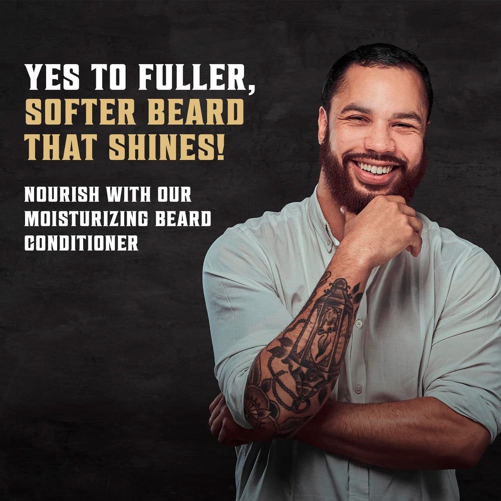Viking Revolution applying conditioner to beard for softer, manageable hair