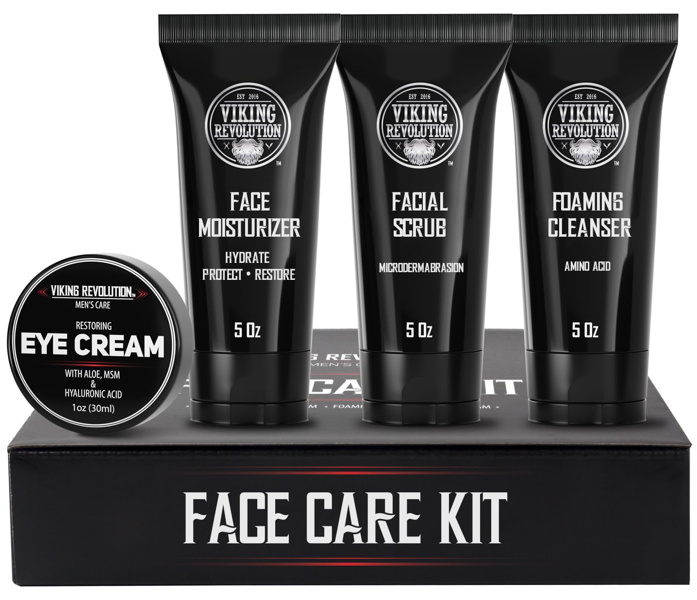 Viking Revolution front packaging showing four-piece set and easy routine benefit