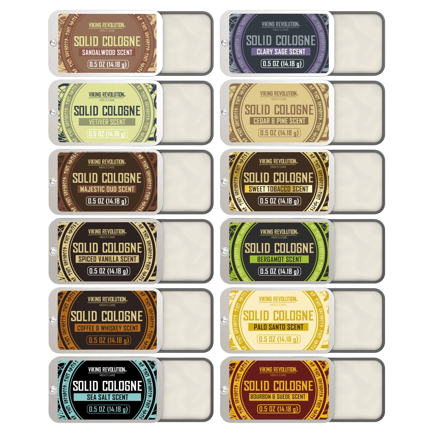 Viking Revolution front packaging showing all twelve travel tins and variety