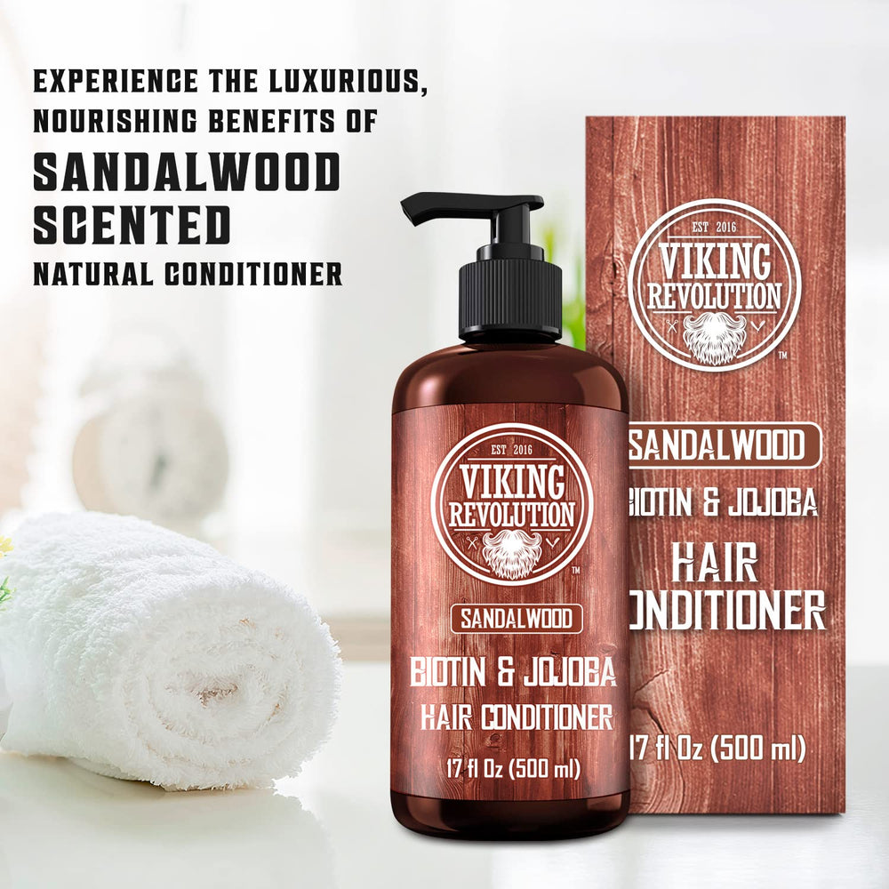 Viking Revolution conditioner in use on short hair demonstrating smoother look