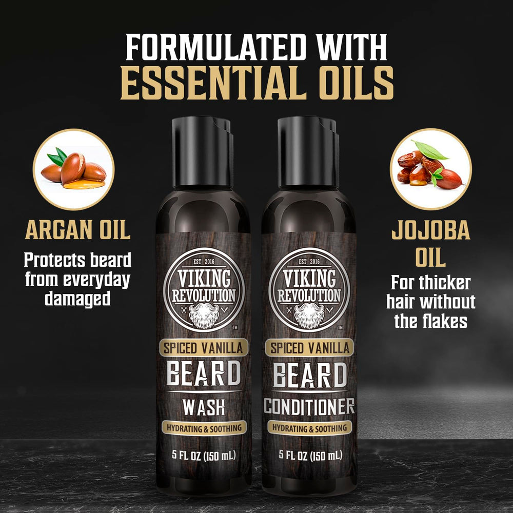 Viking Revolution ingredient label detail emphasizing natural oil nourishment benefit
