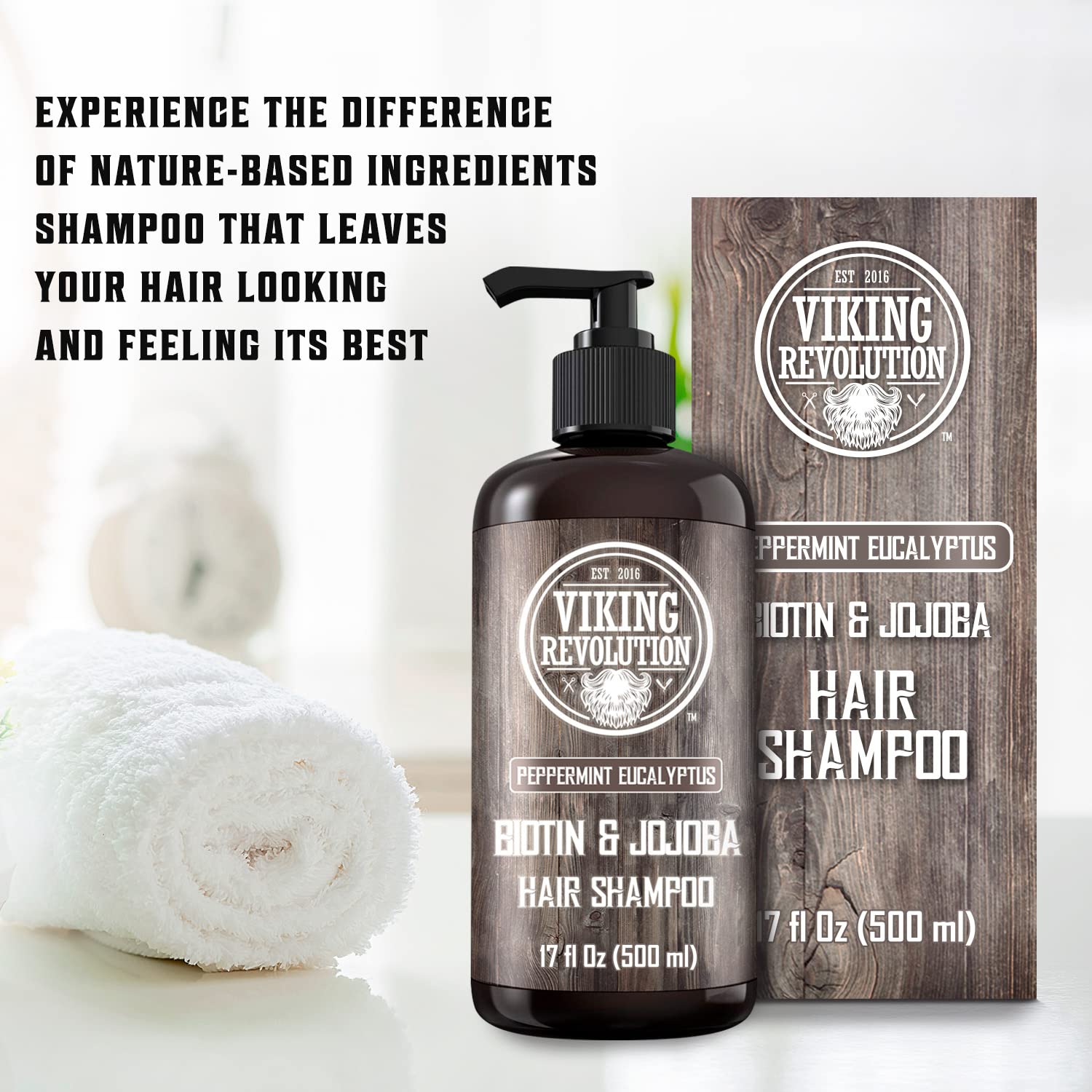 Viking Revolution with jojoba and olive oils highlighting deep moisturization benefit