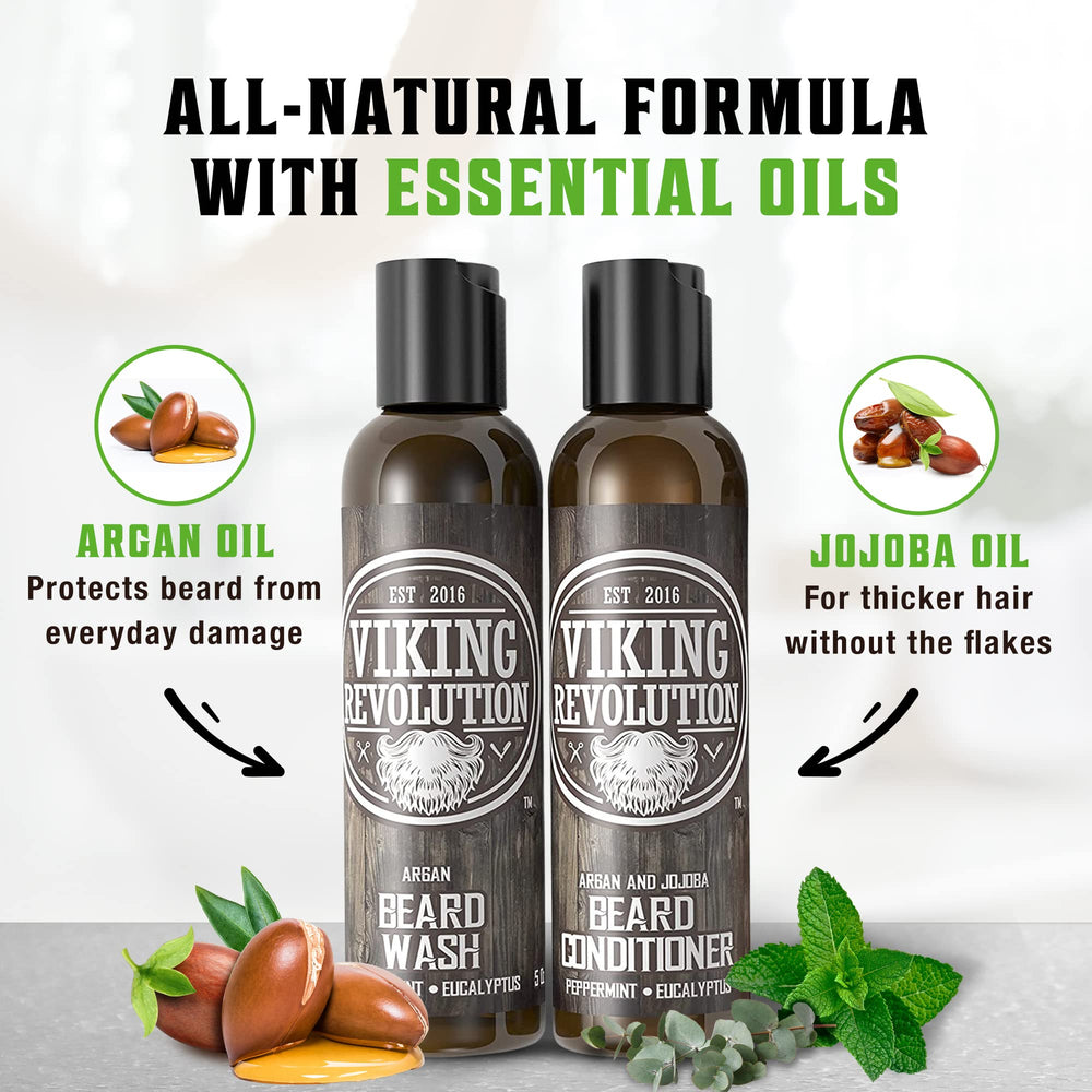 Viking Revolution ingredients label close-up showing natural extracts and conditioning benefit