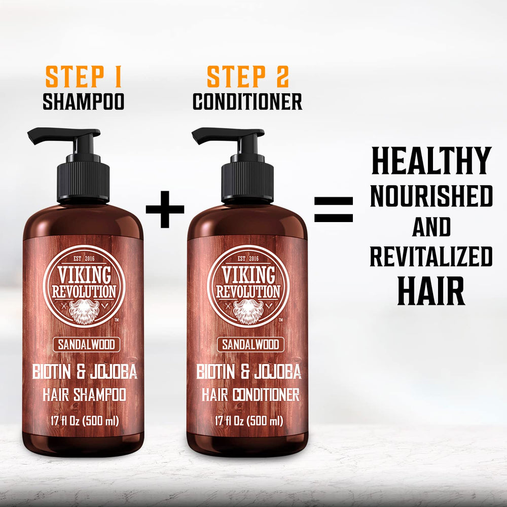 Viking Revolution product label and ingredients list showing biotin and oils