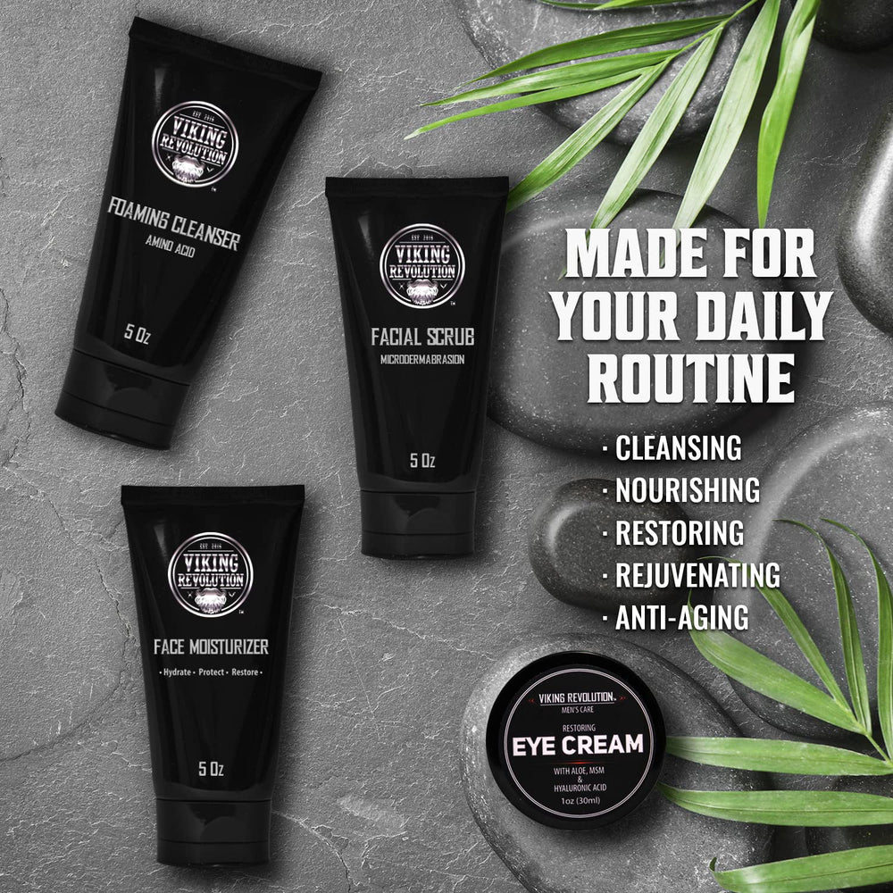 Viking Revolution products staged in bathroom to demonstrate simple daily routine