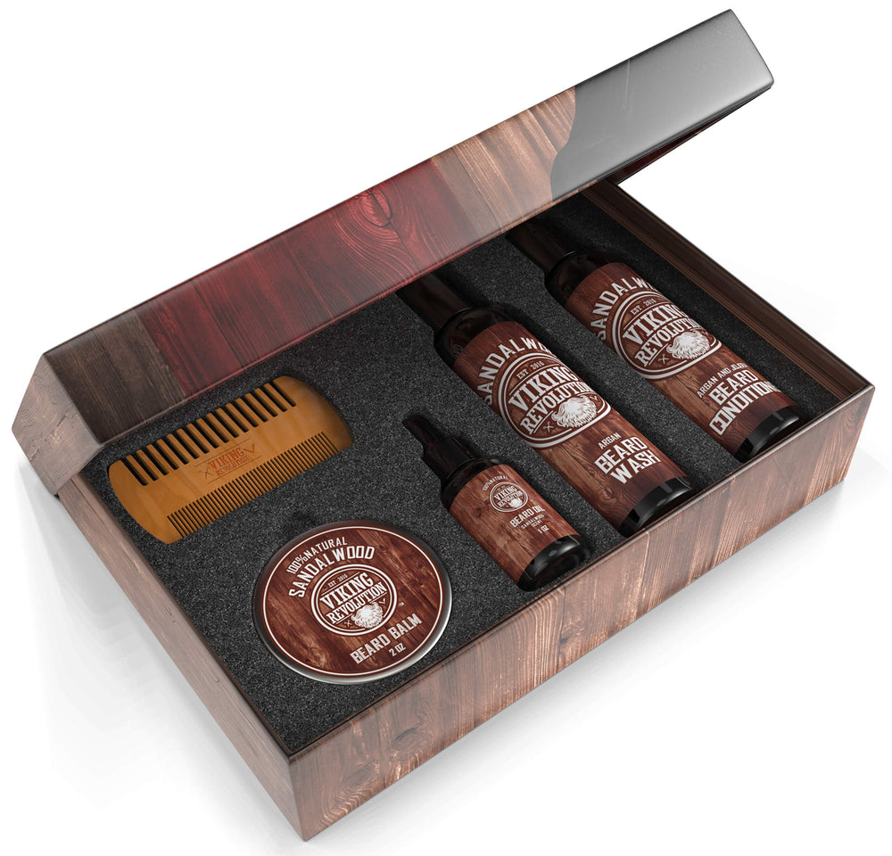 Viking Revolution lifestyle image of man applying oil, softer manageable beard benefit