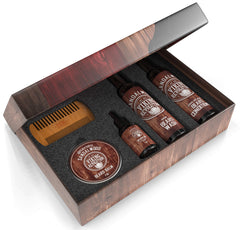 Viking Revolution lifestyle image of man applying oil, softer manageable beard benefit