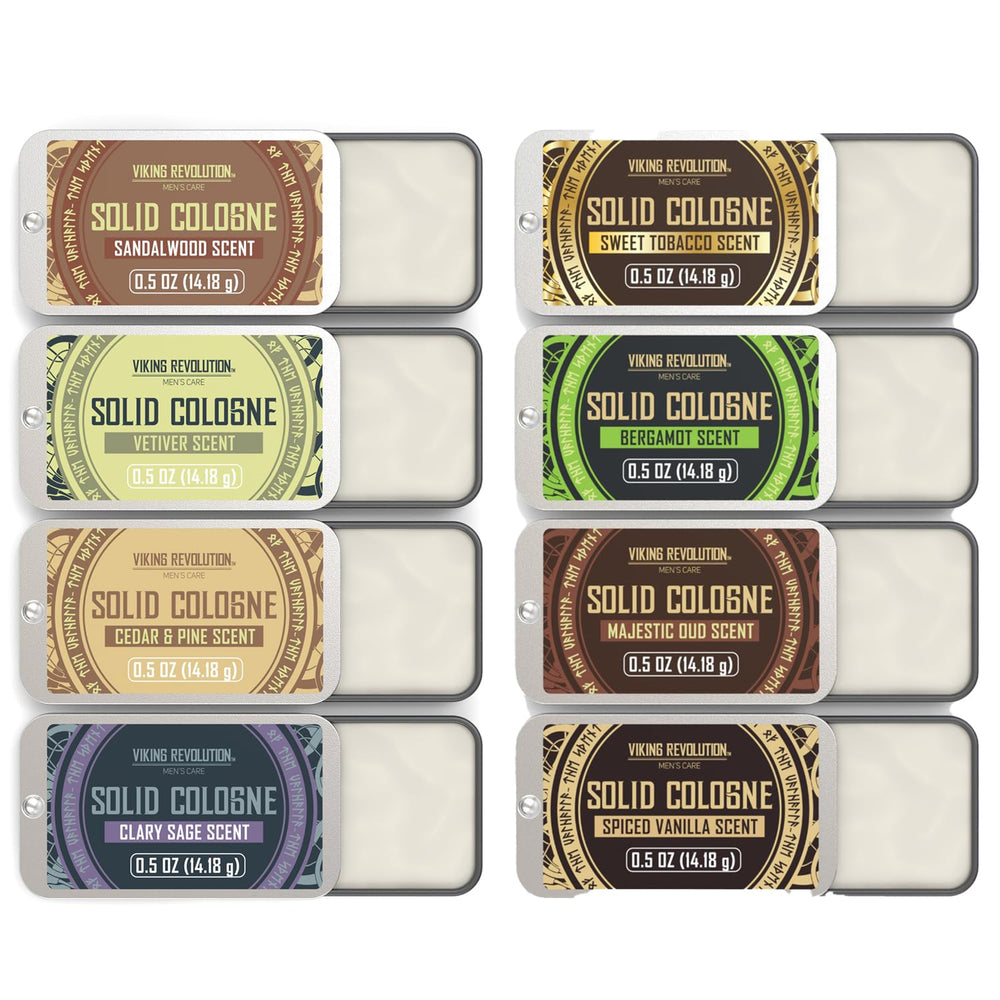 Viking Revolution sandalwood solid close-up showing smooth balm texture for easy application