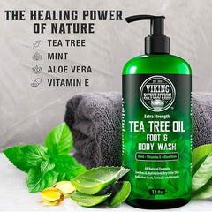 Viking Revolution bottle in use under shower demonstrating refreshing clean benefit