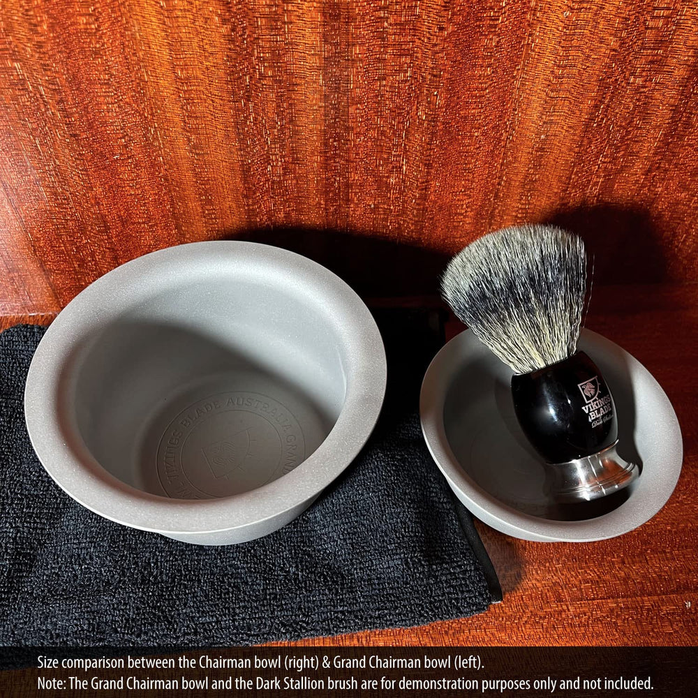 Vikings Blade bowl on bathroom vanity as part of shaving set benefit