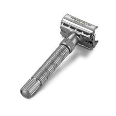 Vikings Blade close-up of handle grip providing secure control for precise shaving