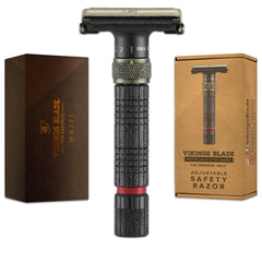 Vikings Blade Emperor Meiji front view showing sleek design and durable metal for precision shaving