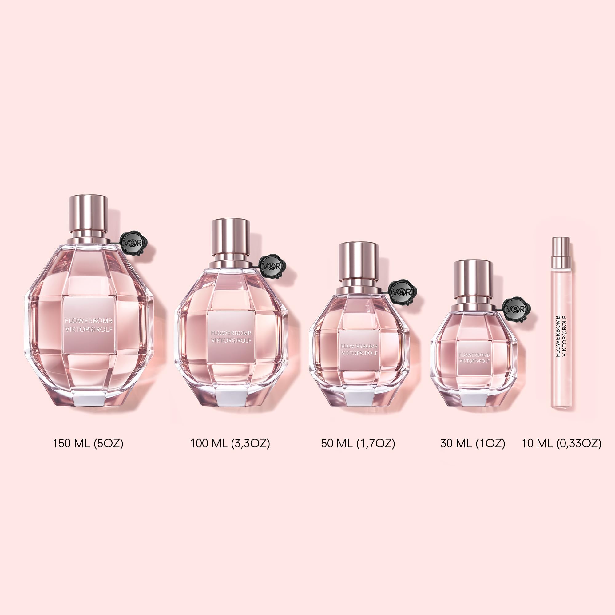 Viktor&Rolf Flowerbomb florals (peony, freesia, rose) representing fresh bouquet notes