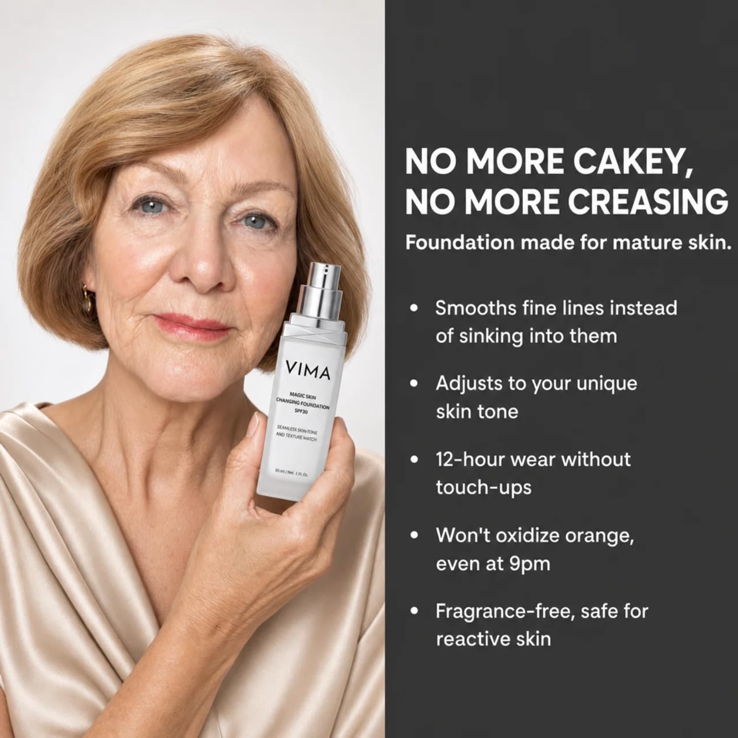 vima cosmetics ingredients label showing niacinamide and hydrating actives