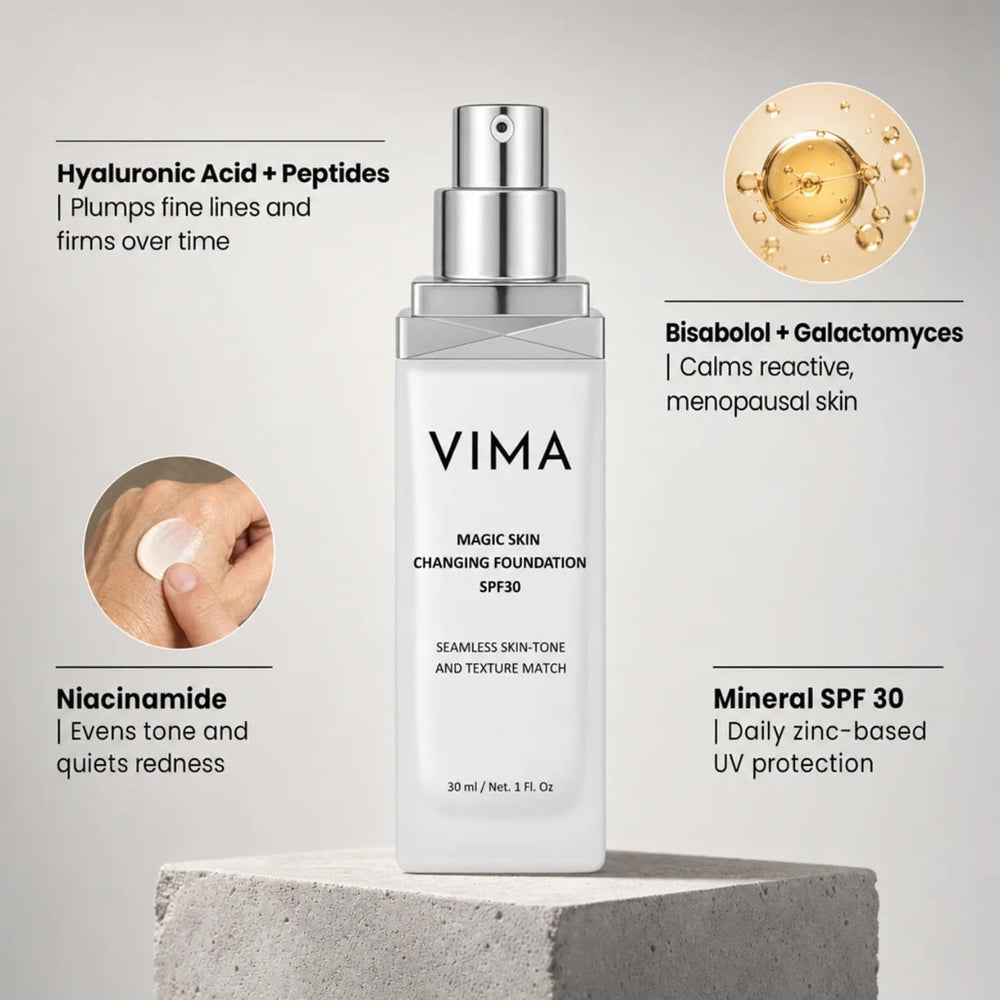 vima cosmetics SPF 30 marking on bottle emphasizing daily sun protection