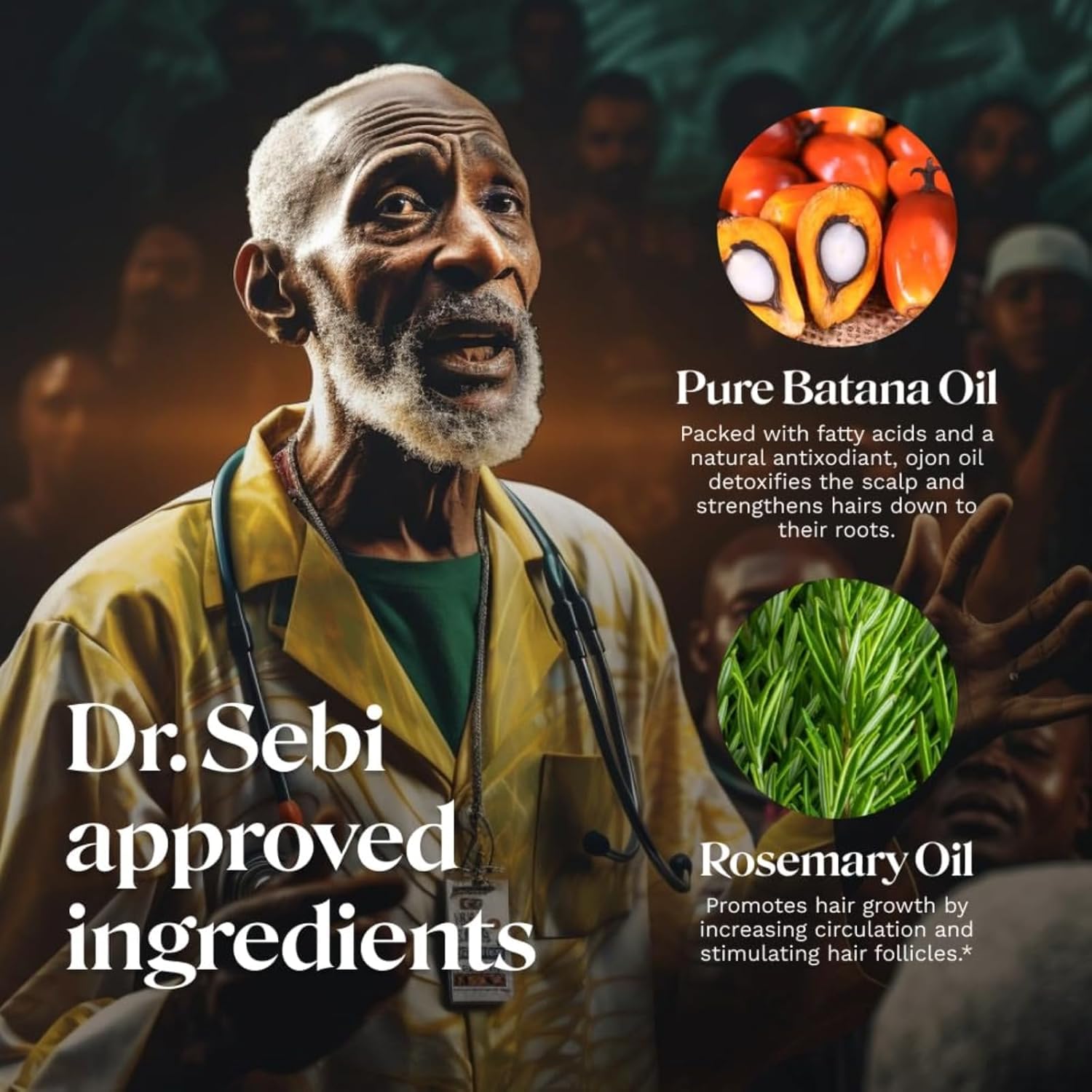 VIMOZA ingredient label close-up showing organic Batana and rosemary clarity