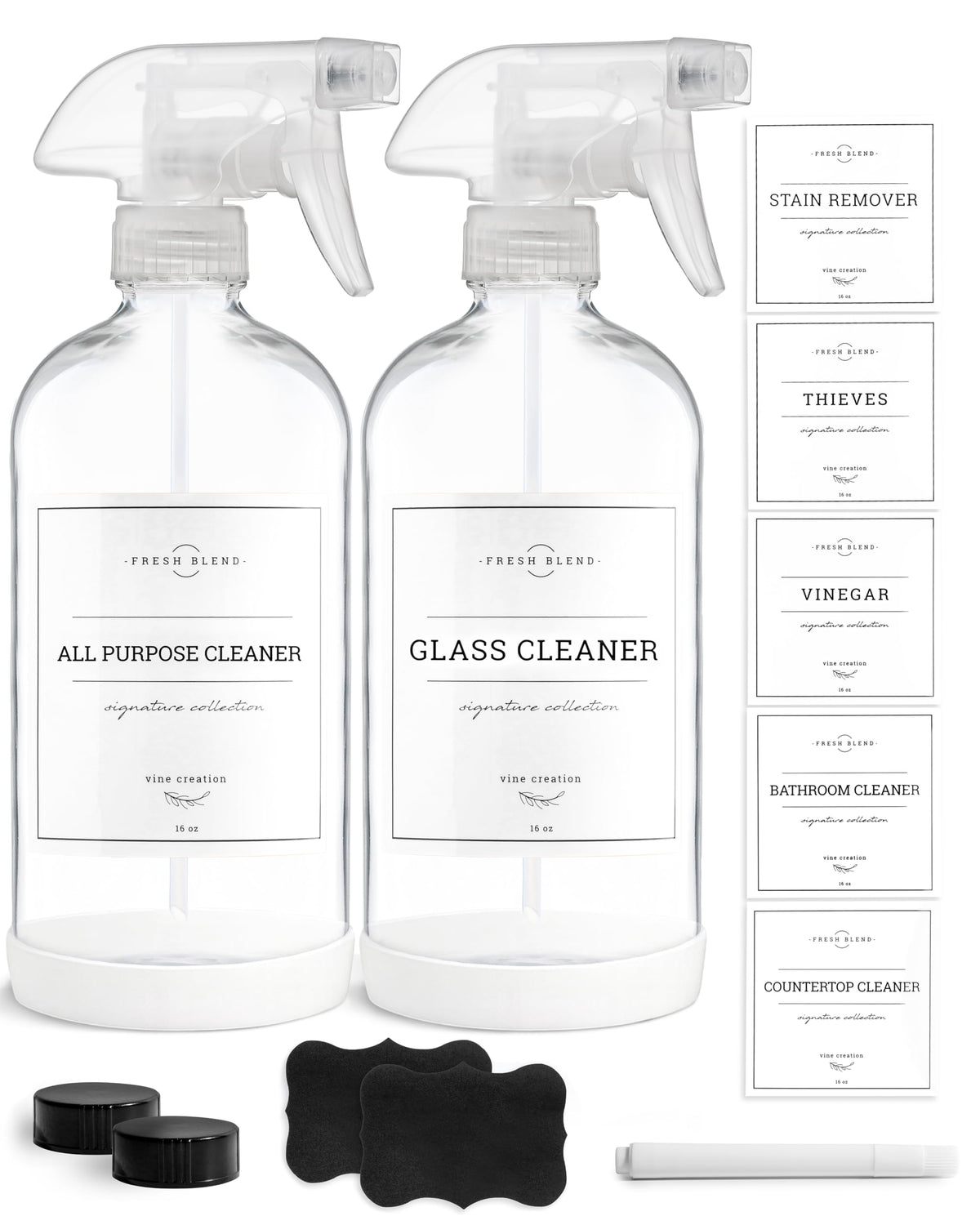 Vine Creations two clear 16 oz bottles front view showing clean design and capacity benefit
