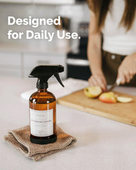 Vine Creations bottle in kitchen use demonstrating safe glass storage of cleaning solutions