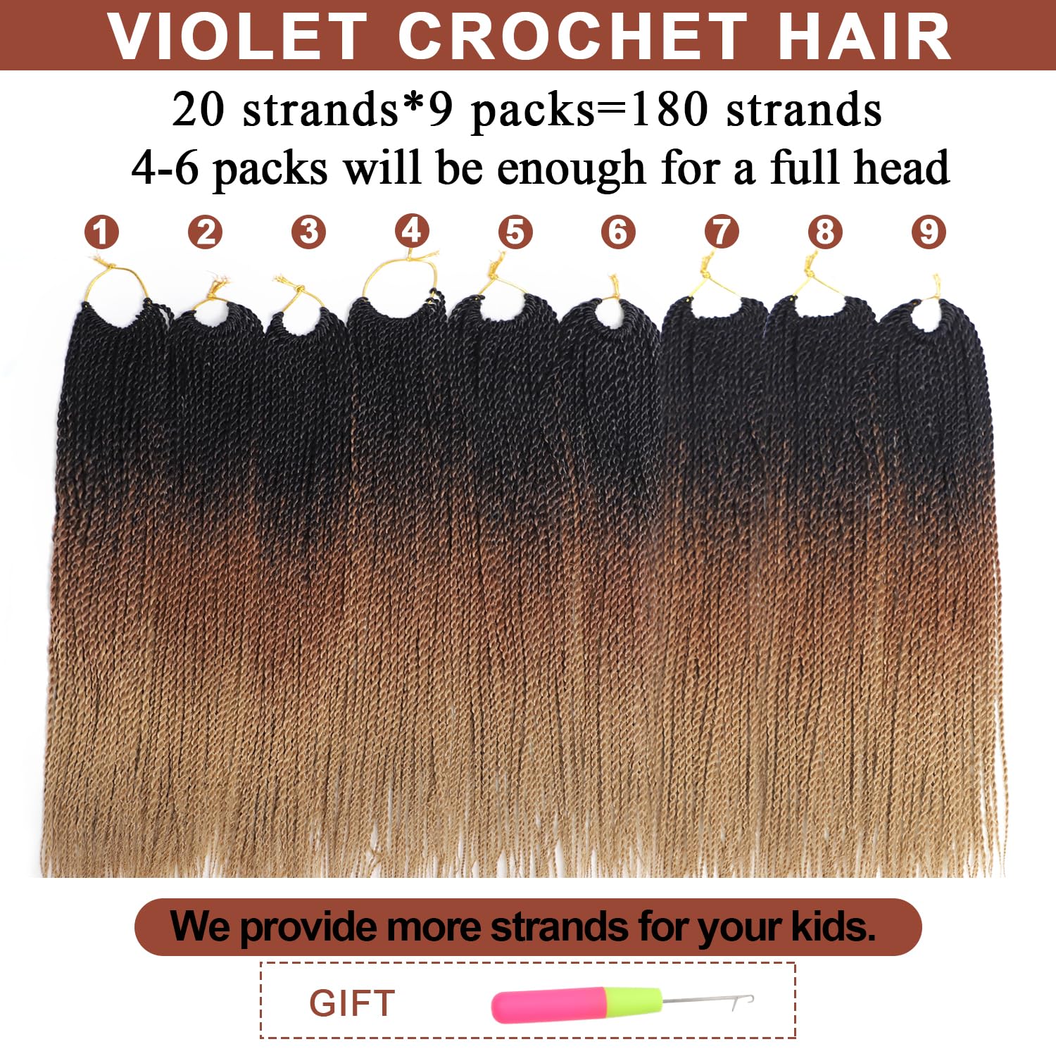 VIOLET styled high ponytail showing finished Senegalese twists look