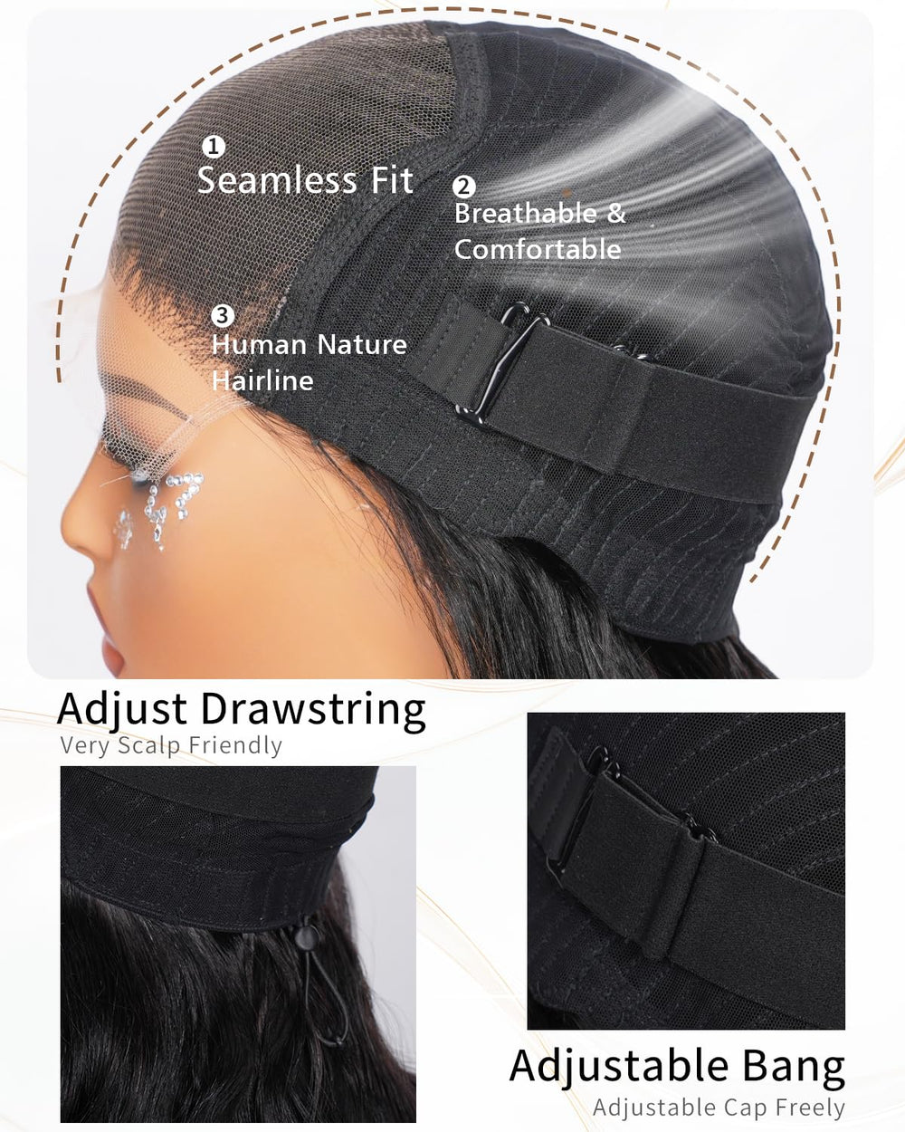 Vipgrace inside cap showing drawstring and adjustable straps for secure fit benefit