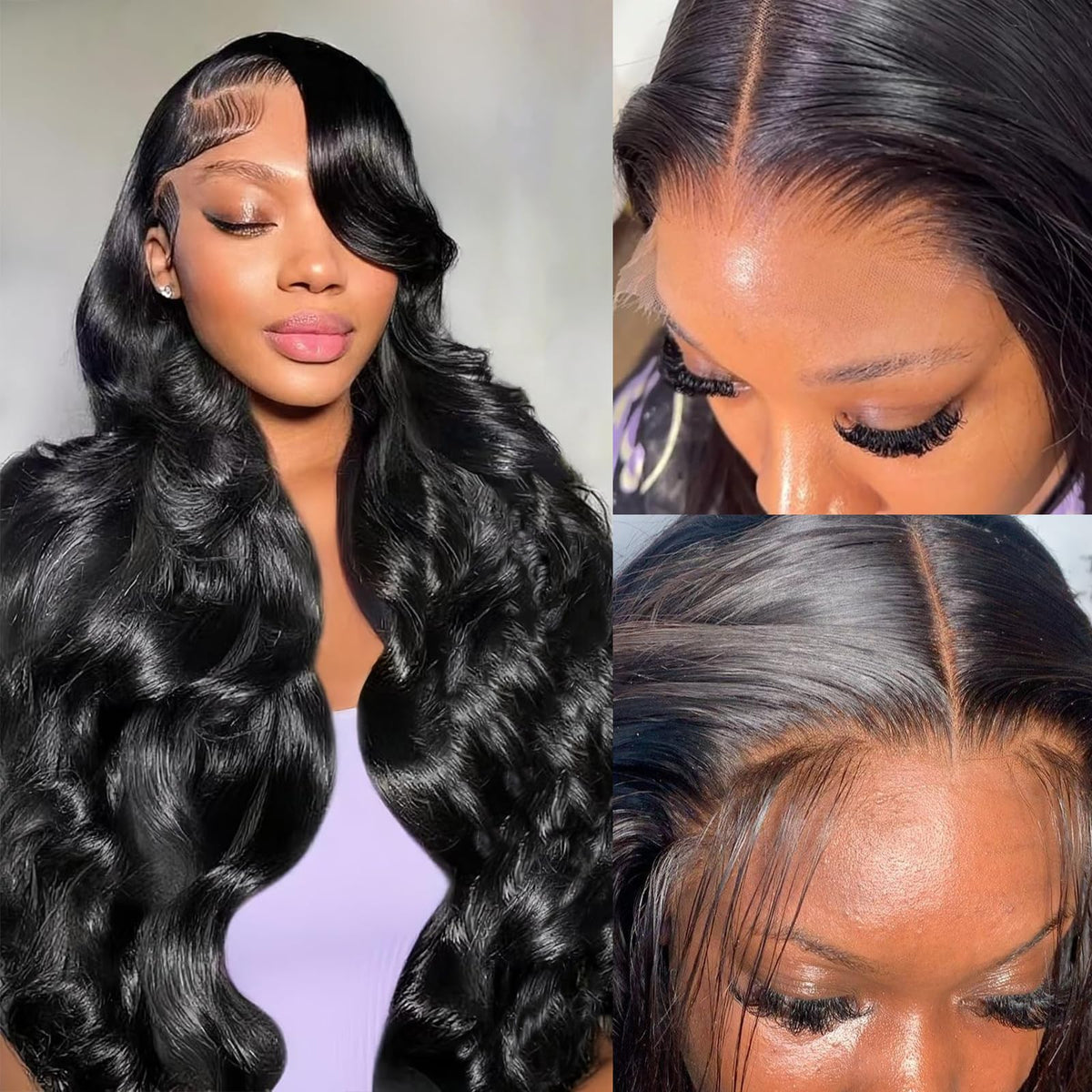 Vipgrace front view of 5x5 closure wig showing natural hairline benefit