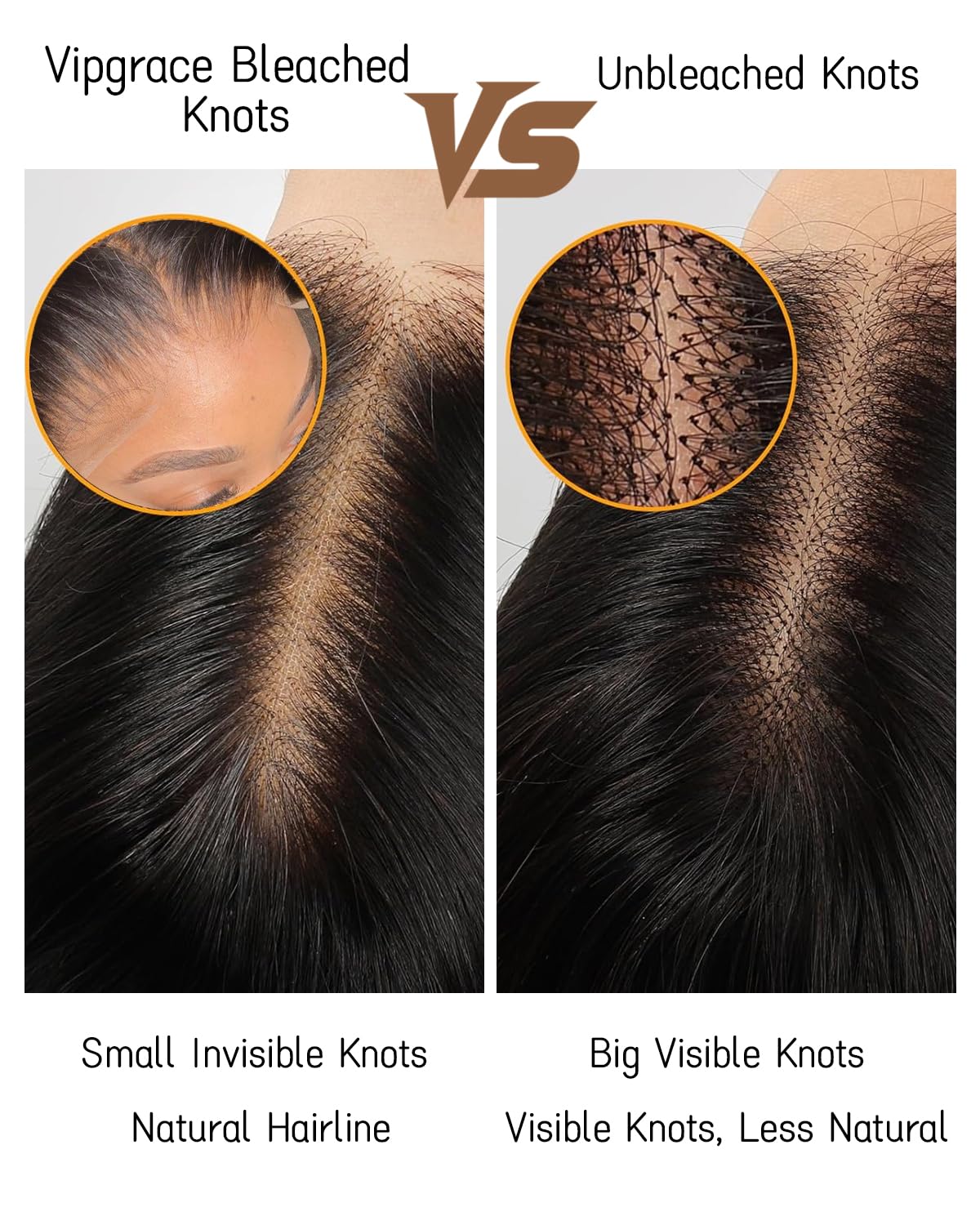 Vipgrace hand holding wig for size and scale clarity to aid buying decision benefit