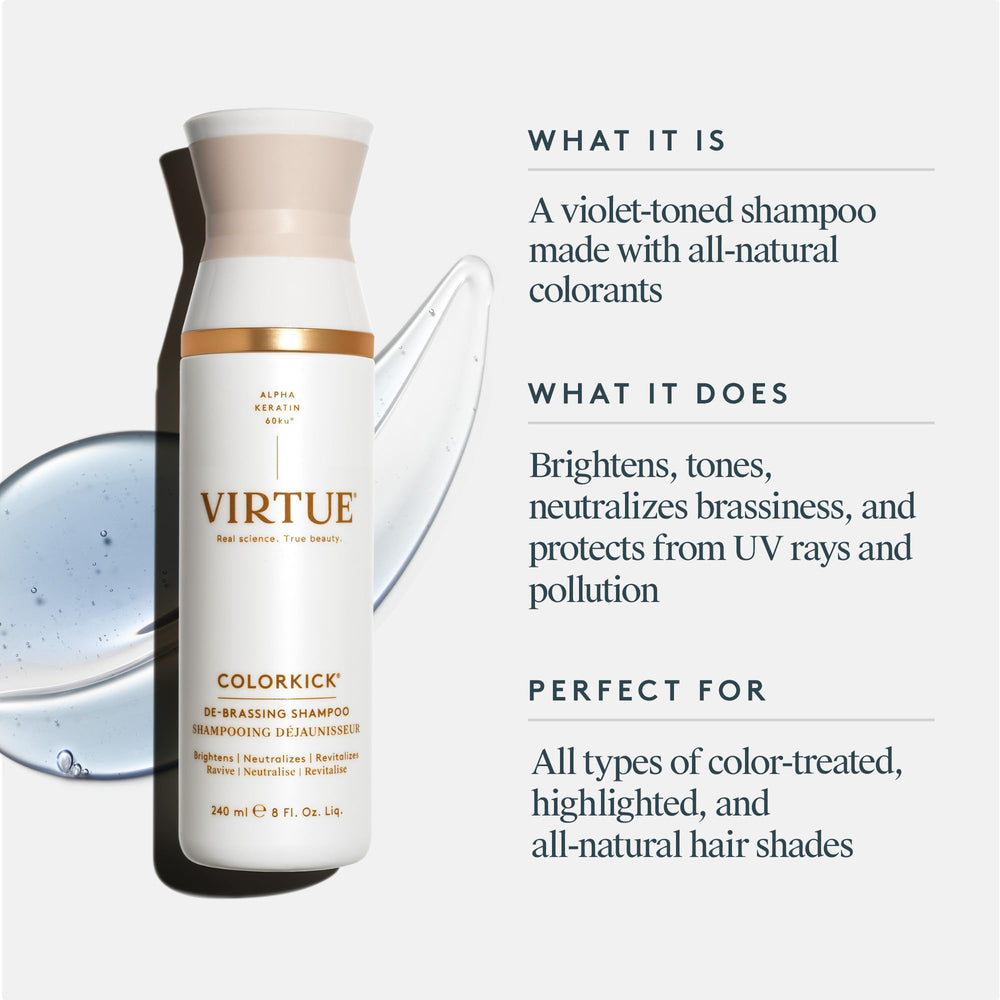 VIRTUE ColorKick foam texture close-up highlighting gentle, non-drying lather benefit