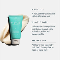 VIRTUE conditioner creamy texture pour demonstrating easy spread and nourishment