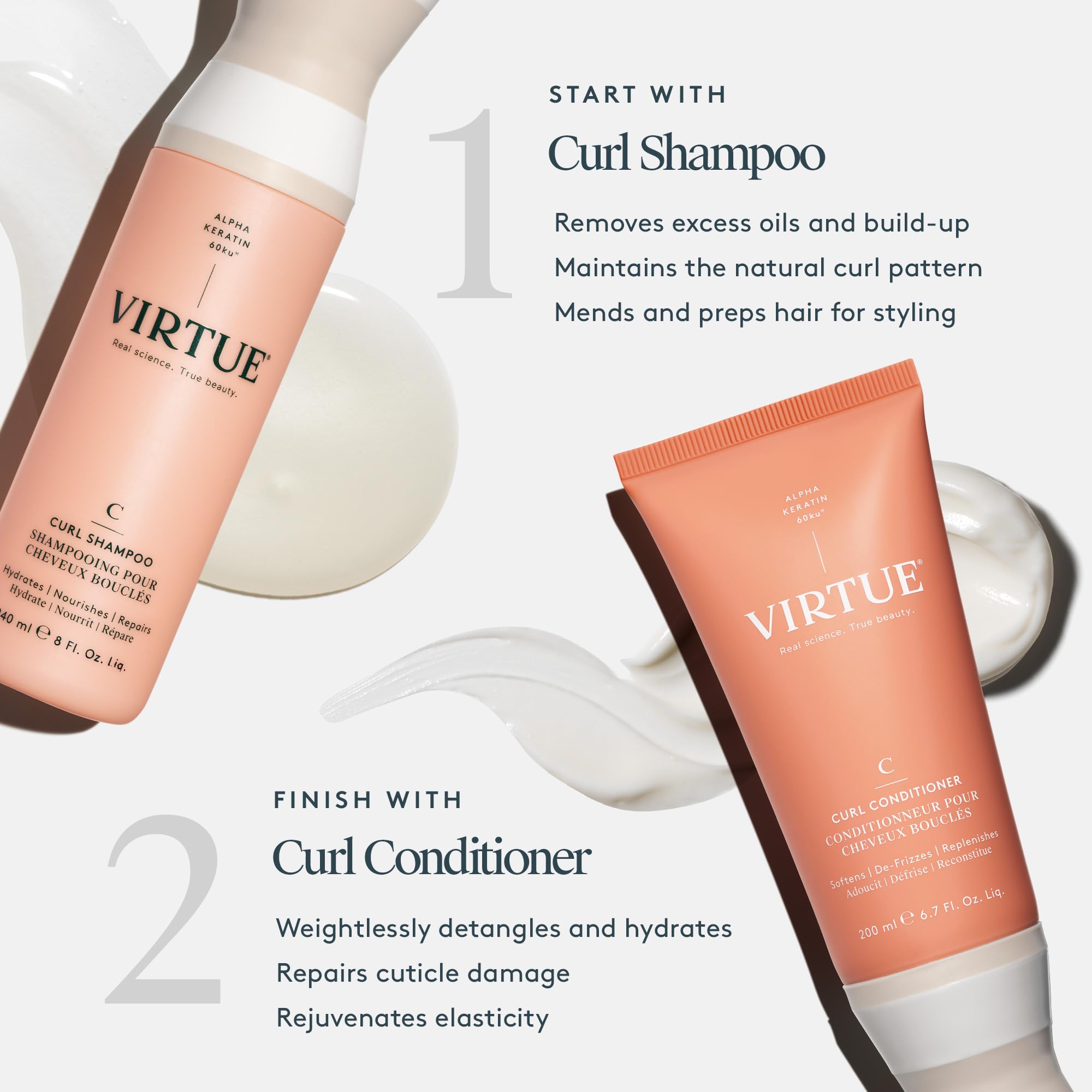 VIRTUE detangling demo with wide-tooth comb improving manageability