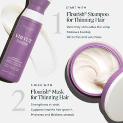 Applying VIRTUE mask to wet hair demonstrating gentle detangling and improved manageability
