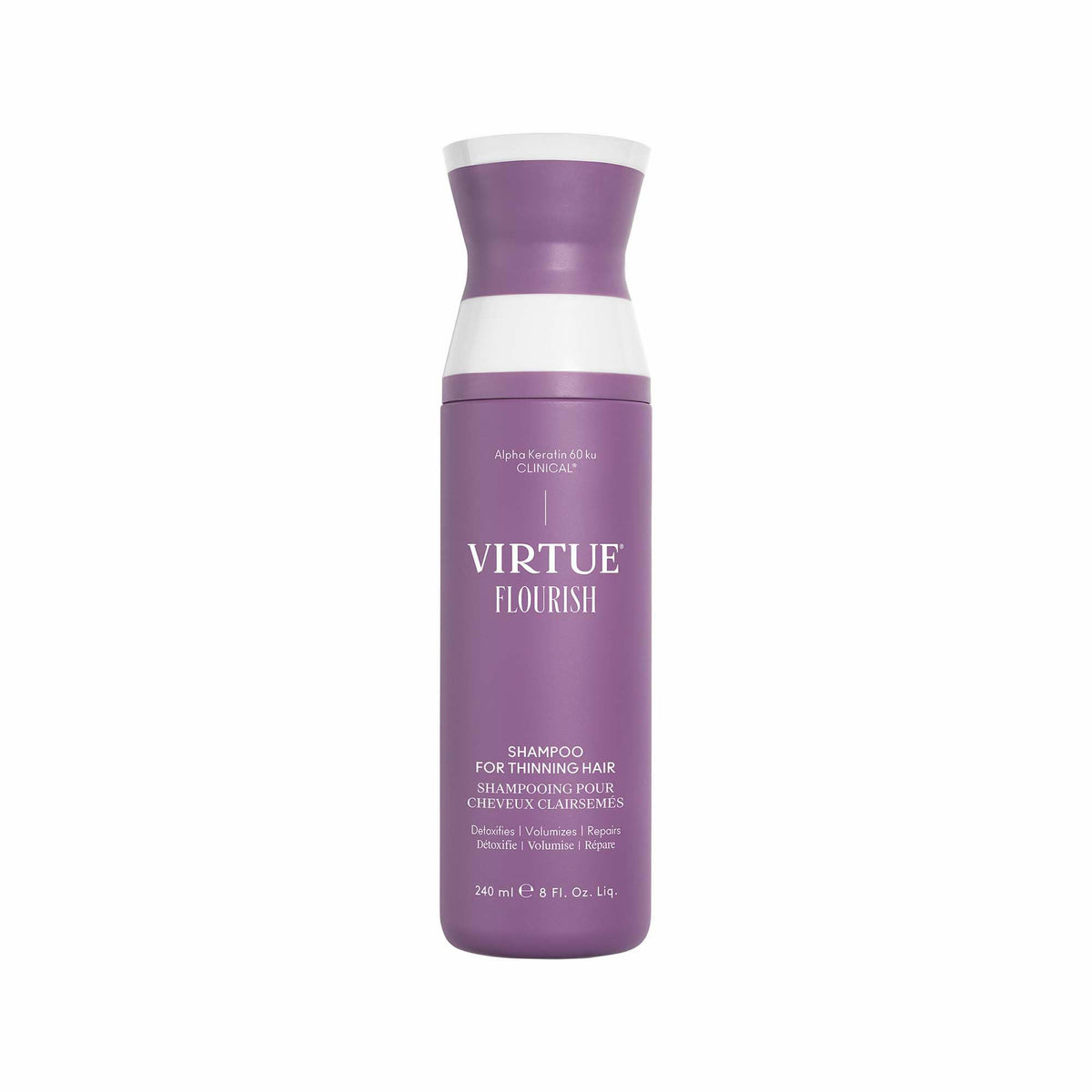 VIRTUE front bottle view showing clean design and lightweight benefit