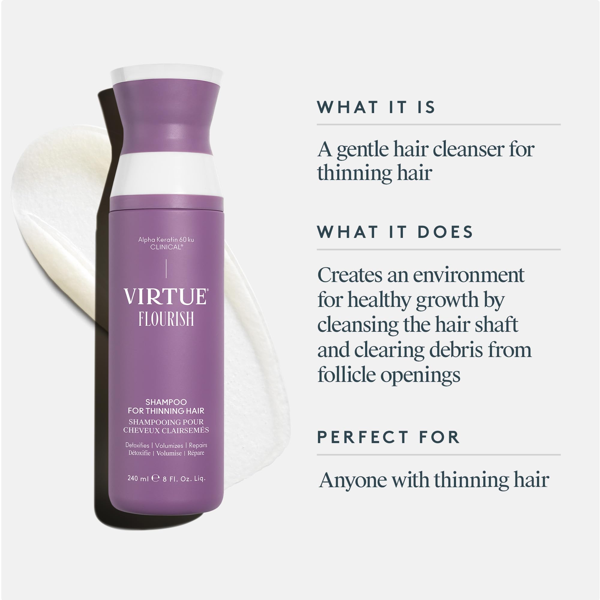 VIRTUE bottle in hand for scale to show travel-friendly size