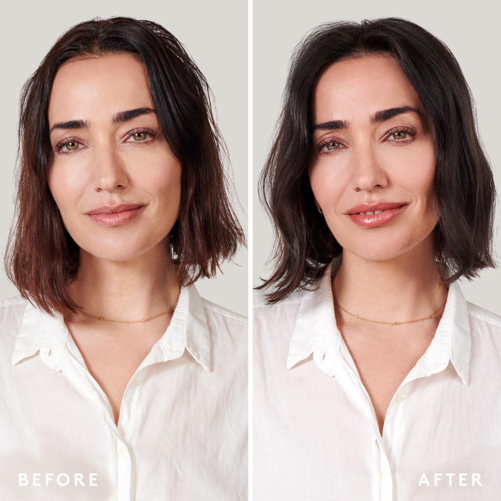 VIRTUE in-shower use with wet hair showing root lift and cleansing action