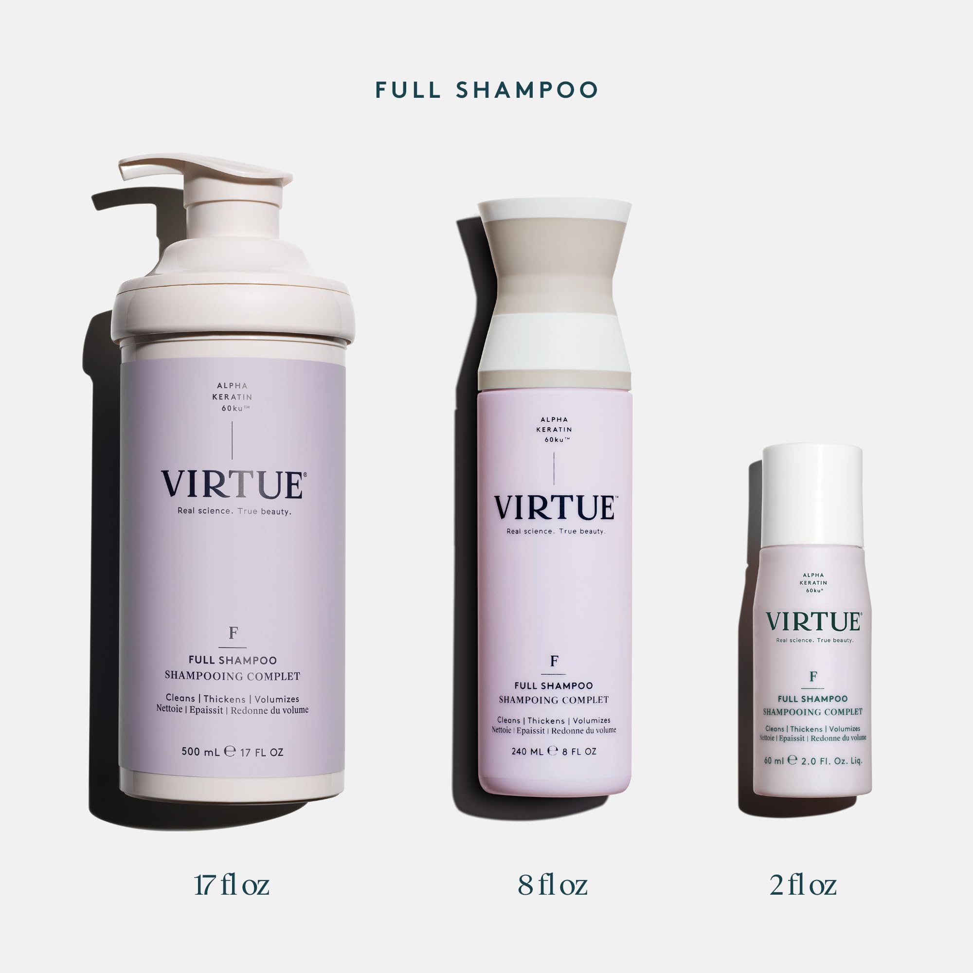 VIRTUE ingredient illustration featuring Alpha Keratin for strand-plumping benefits