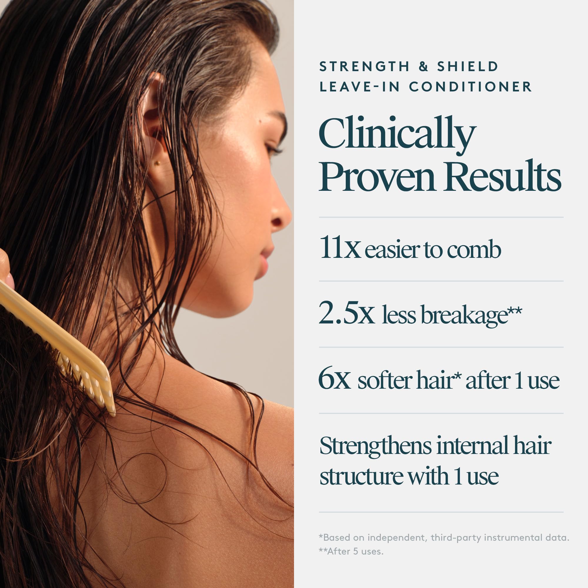 VIRTUE bottle beside hair tools showcasing heat protection and styling ease