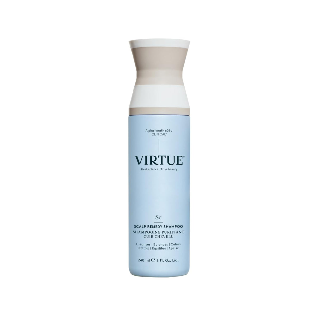 VIRTUE front bottle showing clean label and product benefit