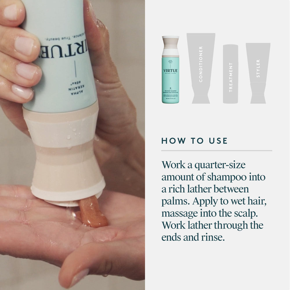 VIRTUE bottle next to hand for size and scale benefit