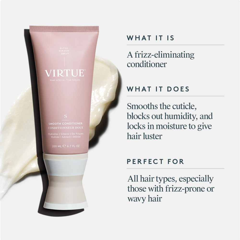 VIRTUE ingredients label demonstrating Alpha Keratin 60ku and clean formulation