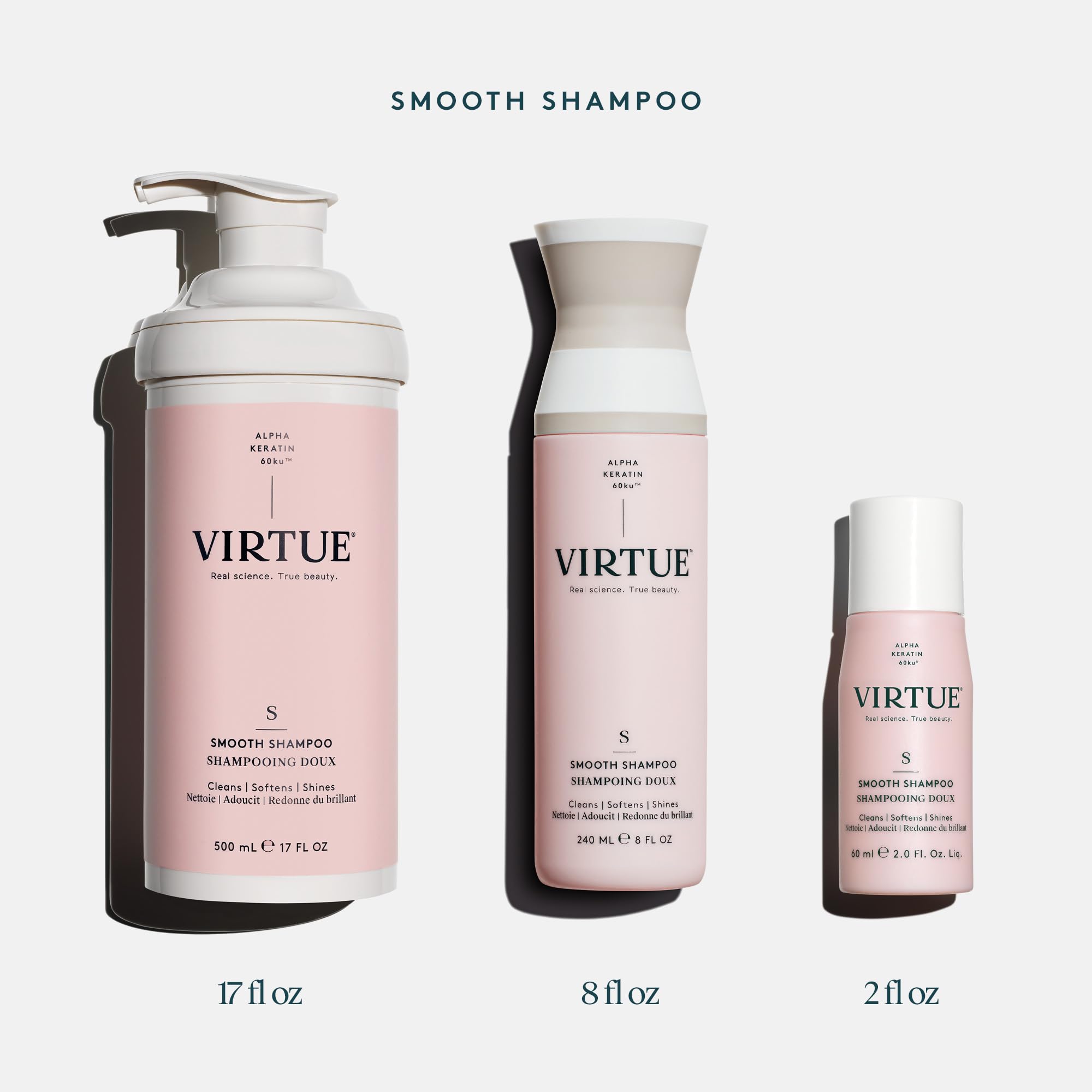 VIRTUE before and after hair photo showing reduced frizz benefit
