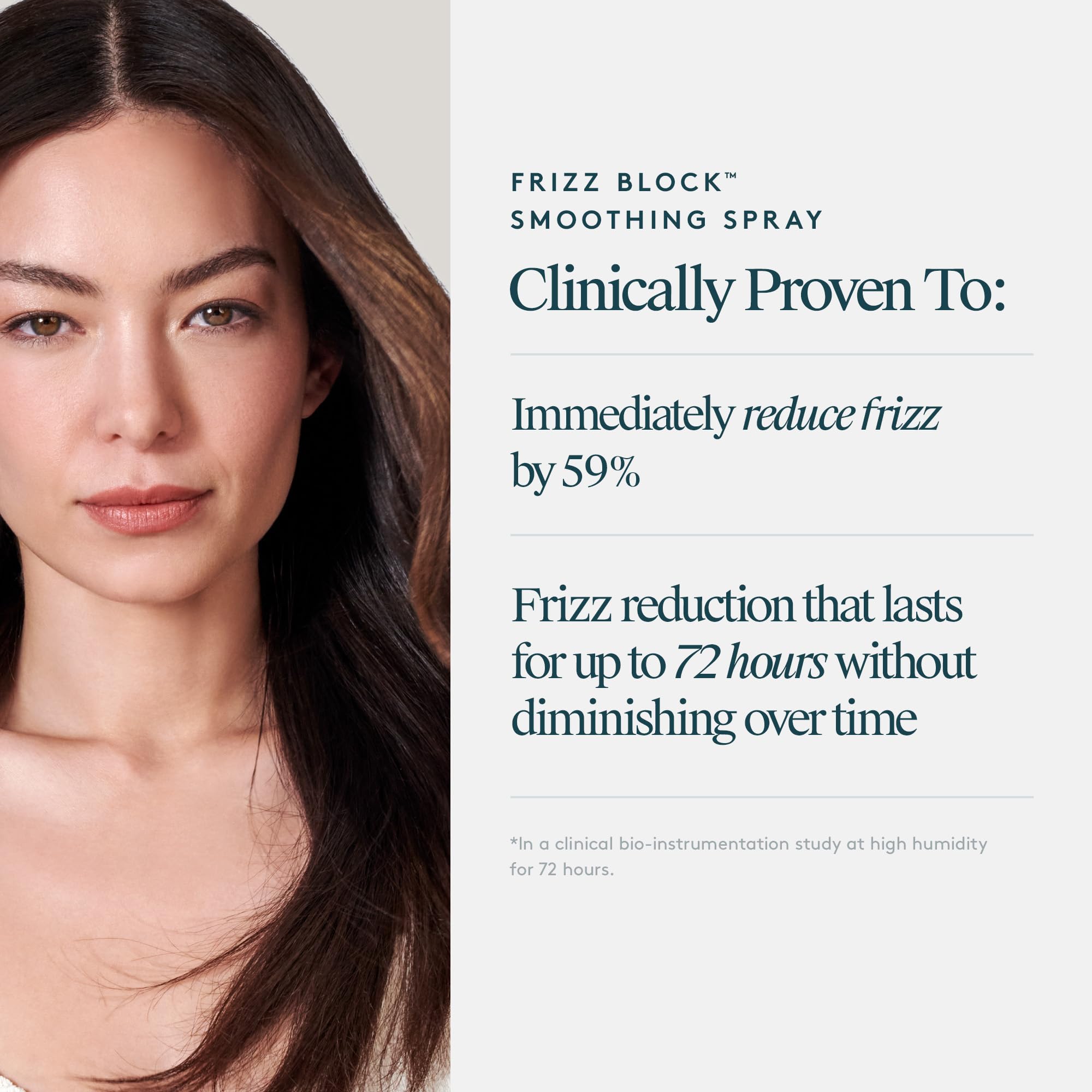 VIRTUE before and after hair shot showing reduced frizz and longer-lasting smoothness