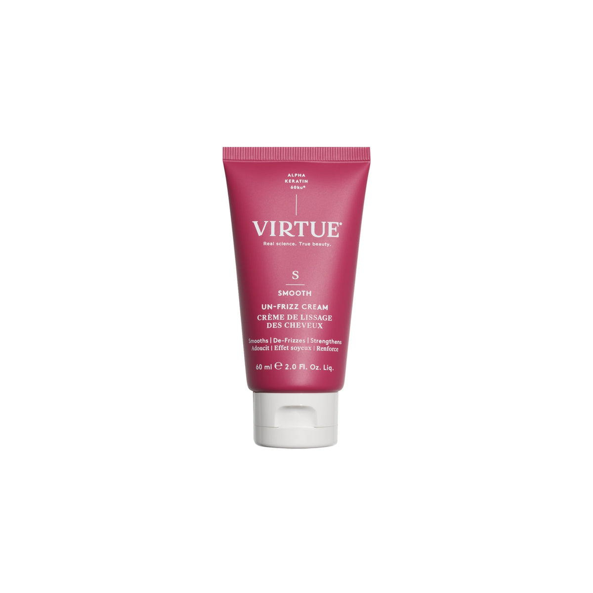VIRTUE front bottle view showing sleek packaging and immediate smoothing benefit
