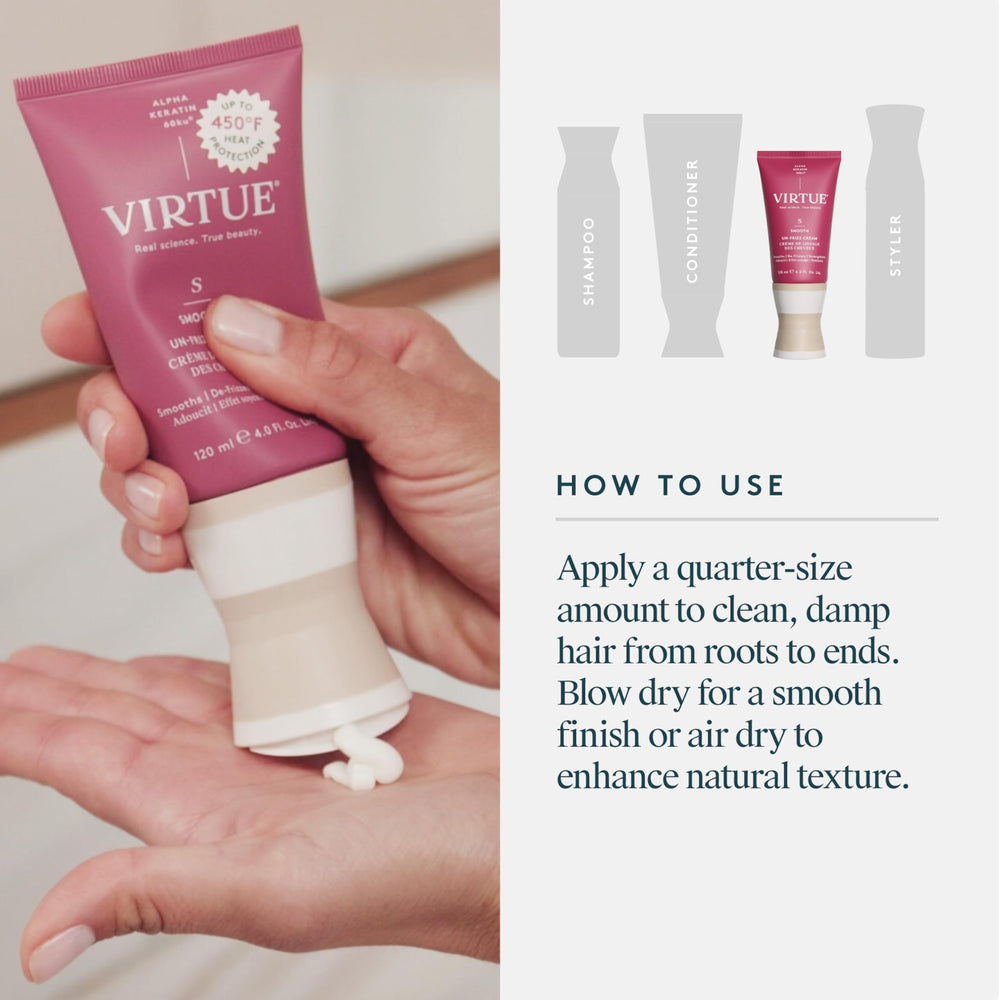 VIRTUE size comparison in hand illustrating travel-friendly 2 fl oz convenience