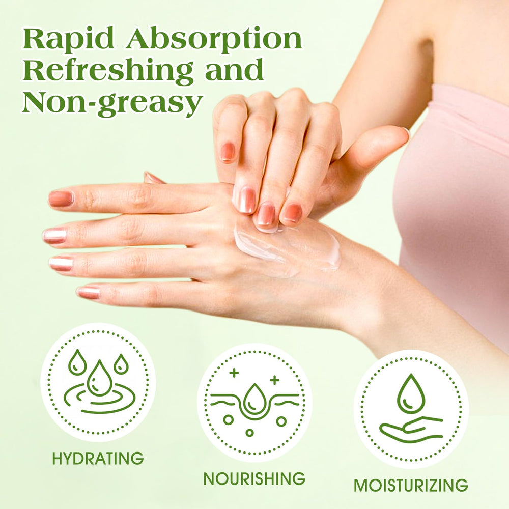 VISCOO hand applying lotion demonstrating quick hydration and non-greasy finish