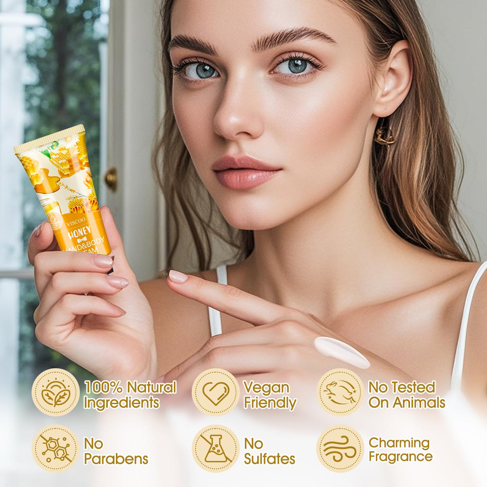 VISCOO hand applying lotion demonstrating smooth non-greasy finish