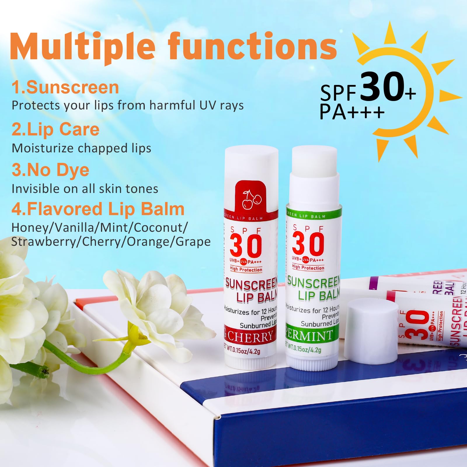 VISRIE flavor array of eight tubes laid out, variety for group use