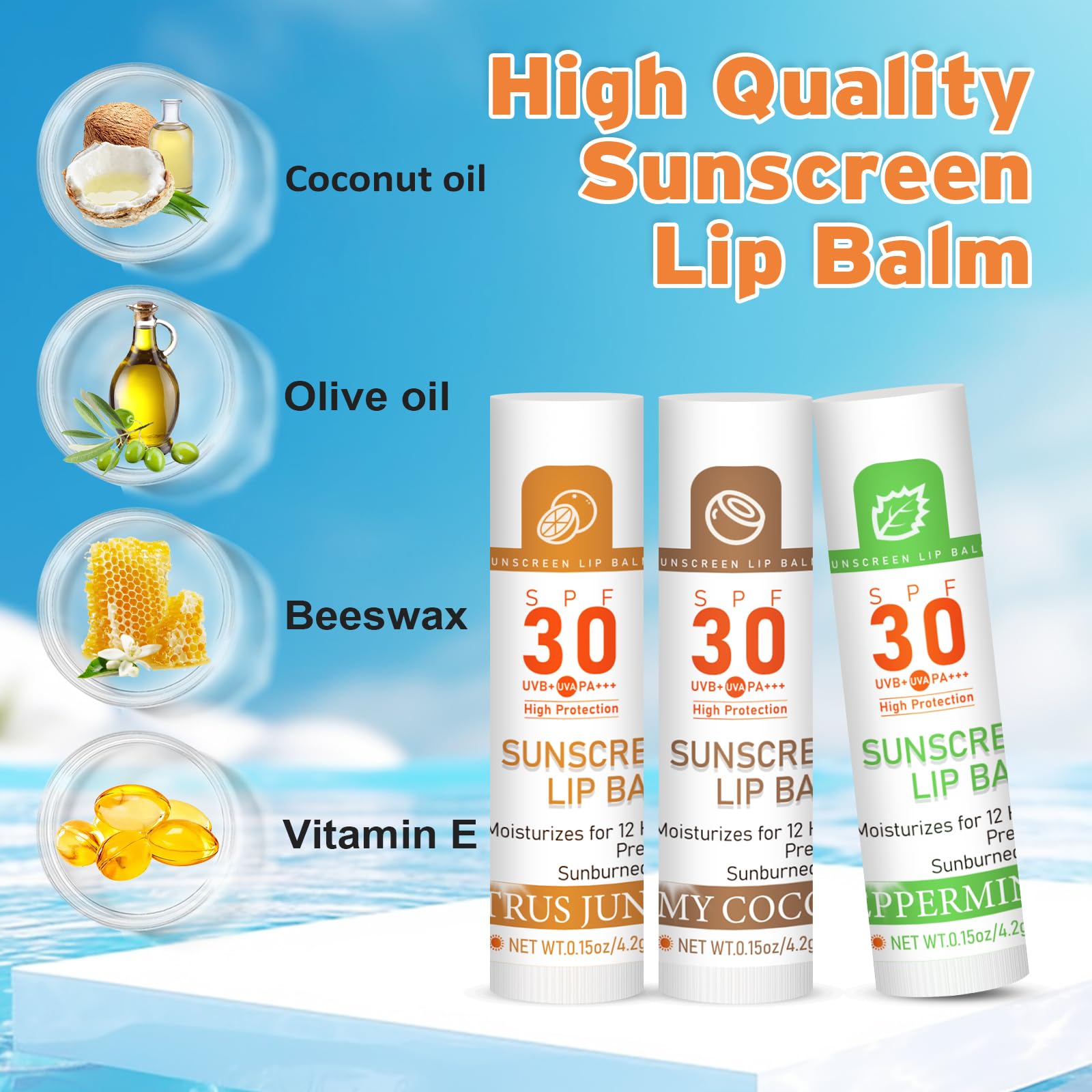 VISRIE close-up texture of balm tip, clear non-greasy finish visible