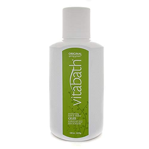Vitabath front bottle showing spring green label and generous 128 oz size benefit