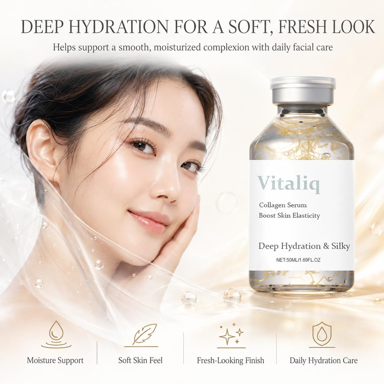 Vitailq Beauty bottle label close-up highlighting product details