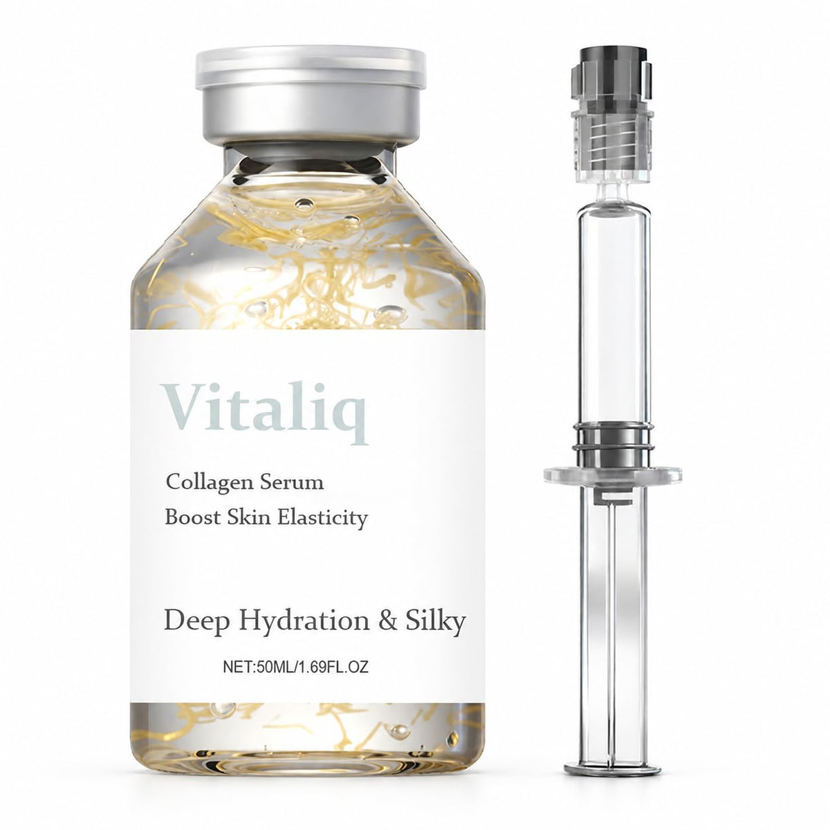 Vitailq Beauty front packaging showing sleek ampoule and benefits